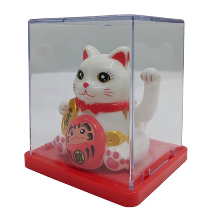Maneki Neko El Sallayan Mini Şans Kedisi Beyaz Solar Güneş Enerjili 5x5cm S1BYZ01