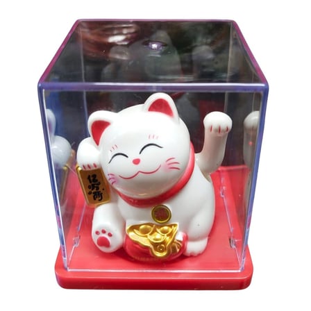 Maneki Neko El Sallayan Mini Şans Kedisi Beyaz Solar Güneş Enerjili 5x5cm Y5BYZ05