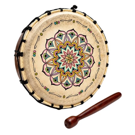Şaman Davulu 22cm Motifli Şamanik Mandala Davulu Orta Boy