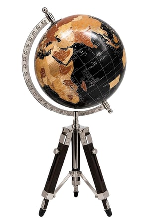 Tripot Ayaklı Dünya Küre Ev Ofis Hediye Siyah 22x49cm No.1A