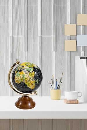 Dekoratif Dünya Küre Ev Ofis Hediye Siyah 11x15x24cm