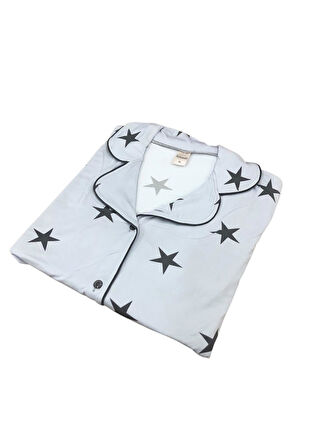 Pijamood Kadın Milan Kumaş Önü Düğmeli Mevsimlik Uzun Kol Pijama Takımı