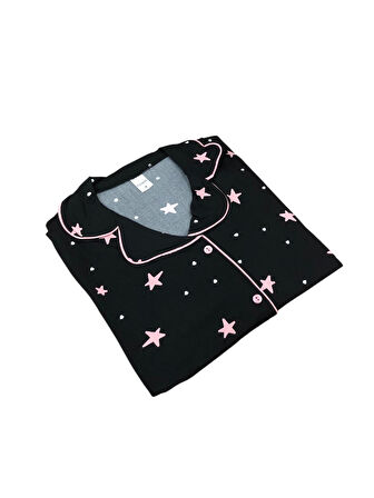 Pijamood Kadın Milan Kumaş Önü Düğmeli Mevsimlik Uzun Kol Pijama Takımı