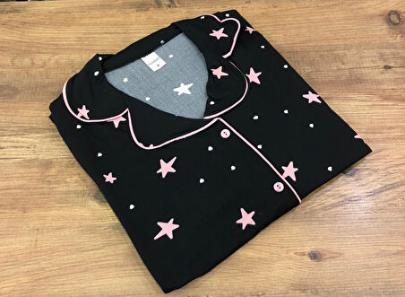 Pijamood Kadın Milan Kumaş Önü Düğmeli Mevsimlik Uzun Kol Pijama Takımı