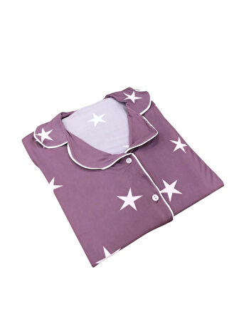 Pijamood Kadın Milan Kumaş Önü Düğmeli Mevsimlik Uzun Kol Pijama Takımı