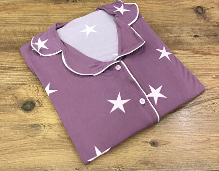 Pijamood Kadın Milan Kumaş Önü Düğmeli Mevsimlik Uzun Kol Pijama Takımı