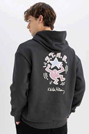 DeFacto Keith Haring Boxy Fit Kapüşonlu Sweatshirt C6520AX24AUAR221