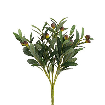 Yapay Zeytin 40cm 5 Dallı 10 Meyveli Demet Yapay Çiçek Artificial Olive