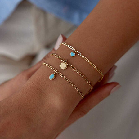 Oval Aqua Vintage Charm Bileklik