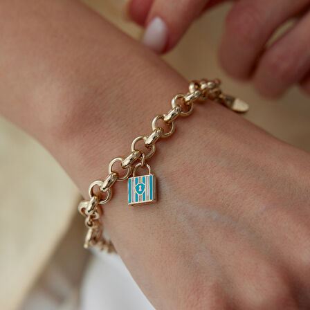 Mineli Kilit Yıldız Charm Bileklik