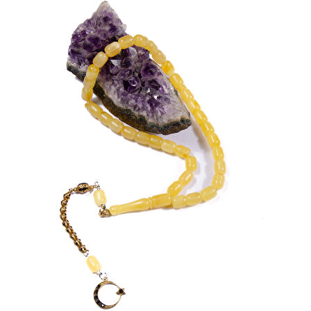 Kapsül Kesim 10x8 mm Damla Kehribar Gümüş Püsküllü Tesbih 24,90 GRAM