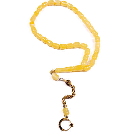 Kapsül Kesim 10x8 mm Damla Kehribar Gümüş Püsküllü Tesbih 24,90 GRAM