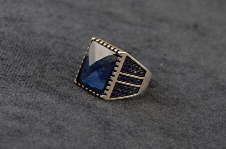 Safir Taşı Gümüş Yüzük 12Gram