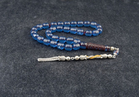 Kapsül Kesim 11x10mm Beyrut Kehribarı Alpaka Püsküllü Tesbih