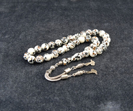 Küre Kesim 10x10 mm Beyrut Kehribarı Alpaka Püsküllü Tesbih