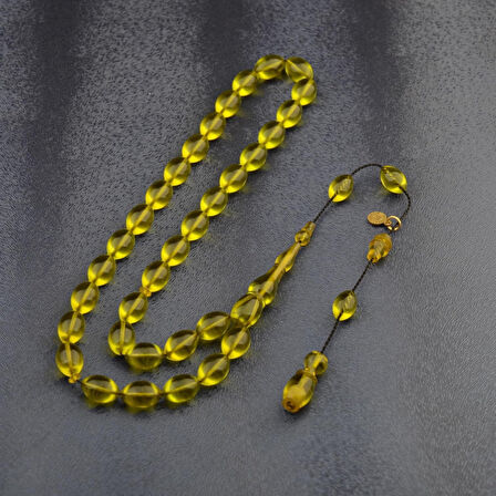  Sistem Püsküllü 11x8 mm İmzalı Ateş Kehribar Tesbih 
