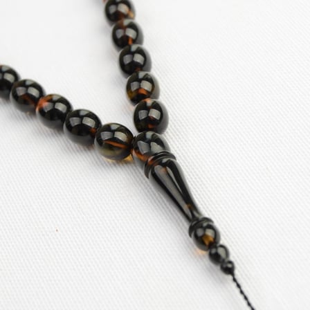 Beyzi Kesim 10x8 mm Hareli Ateş Kehribar Sistem Püsküllü Tesbih