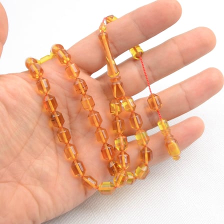 Fıçı Kesim 10 x7 mm  Ateş Kehribar Sistem Püsküllü Tesbih