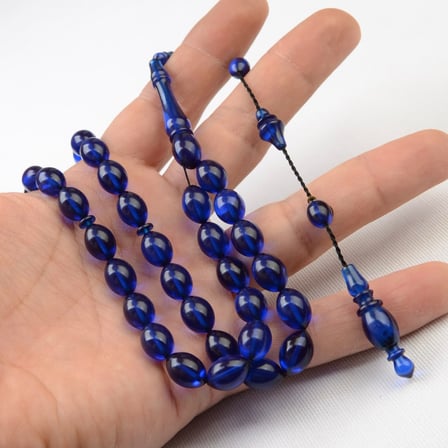 Arpa Kesim 12X8 mm İmzalı Seri Ateş Kehribar Sistem Püsküllü Tesbih