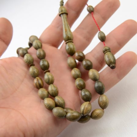 Arpa Kesim 12X8 mm Muhteşem Kokulu Doğal Pelesenk Ağacı Sistem Püsküllü Tesbih