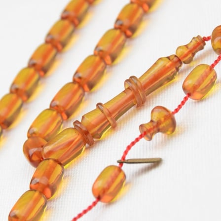 Kapsül Kesim 11X7 mm  İmzalı Seri Ateş Kehribar Sistem Püsküllü Tesbih