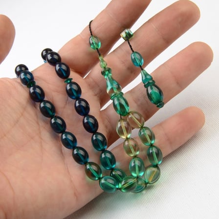 Arpa Kesim 11X8  mm Renk Süzmesi Ateş Kehribar Sistem Püsküllü Tesbih