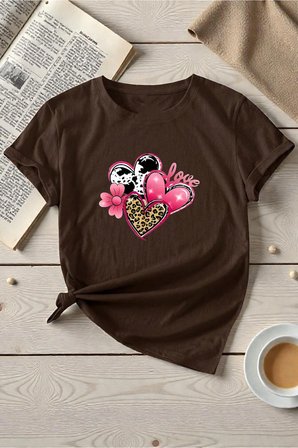 Unisex Love Kalpler Baskılı Tasarım Tshirt