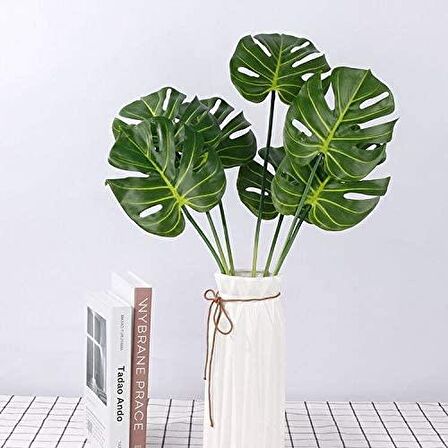 Yapay Çiçek Monstera 7 Dallı 65cm Salon Çiçeği Yapay Çiçek