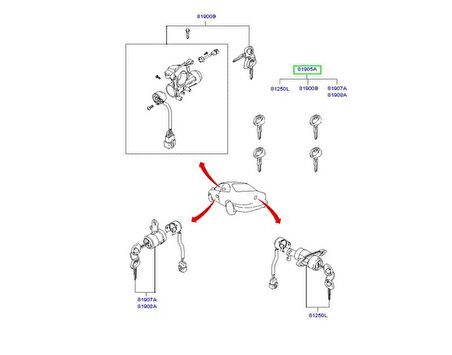 Kilit Seti Accent 2000-2006