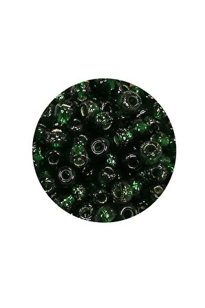 Dökme Cam Kum Boncuk Büyük Boy (6/0) 4 mm - 20 Gram - Şeffaf Koyu Yeşil - BNC100