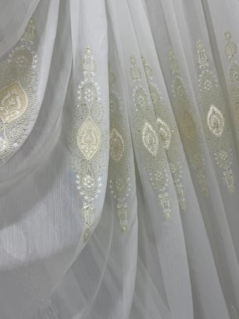 NİVEMESHOME ELİSYA 3812 GOLD IŞILTI  1/3 PİLELİ  BAMBU TÜL PERDE