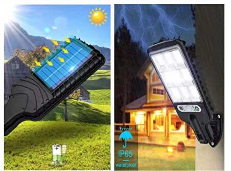 Solar Güneş Enerjili Led Bahçe Aydınlatması 3 Modlu Hareket Sensörlü Duvar Lambası  90smd 20 CM