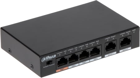 DAHUA 6port-4port PoE 60w 10/100 Yönetilemez Metal Kasa Switch DH-PFS3006-4ET-60