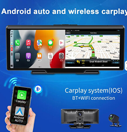 H18C Ekranlı Carplay Apple Android Uyumlu 10.26 inç 4K Görüntü Arka/Ön Görüş Kameralı Android Oto