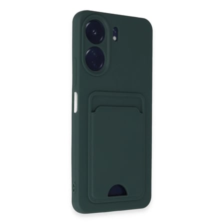 Xiaomi Redmi 13C Kılıf Kelvin Kartvizitli Silikon - Koyu Yeşil