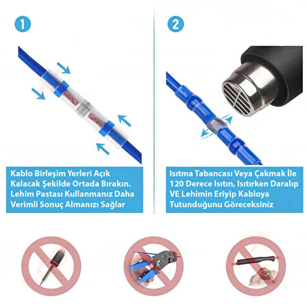 Dahili Lehimli Mühür Makaron 300 Adet 4 Boy 4 Renk Isıyla Daralan Kablo Koruması