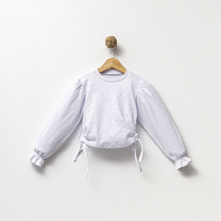 Kız Çocuk Taşlı Büzgülü Bluz