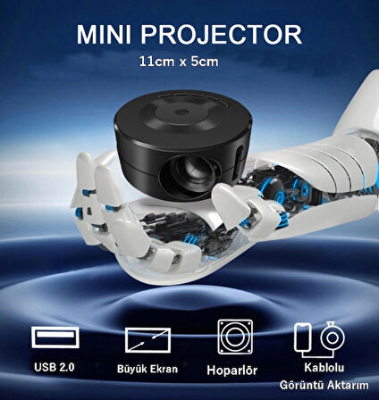 USB kablolu Full HD Mini Projektör - Mini Projeksiyon Cihazı