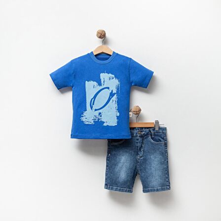 Erkek Çocuk  T-shirt Kot Şort İkili Takım
