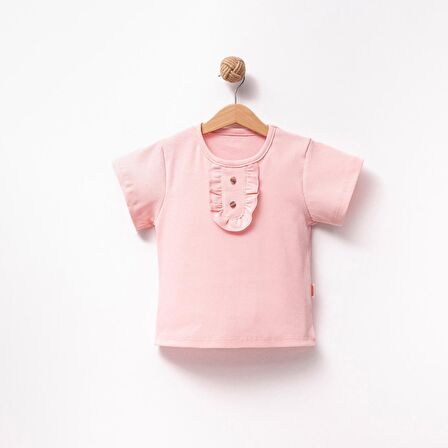 Kız Çocuk Kaşkorse Kumaş Kısa Kollu  Tişört