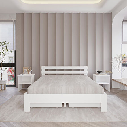4 Çekmeceli Lotus Mdf Karyola | Çift Kişilik Yatak Uyumlu, Kolay Kurulum