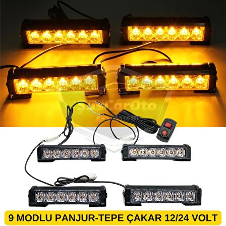 Profesyonel 6 Led Panjur İçi Tavan Tepe Çakar Lamba 4 lü Turuncu Ayaklı 12/24 Volt Off Road Ambulans İtfaiye Kurtarıcı Motosiklet Çakar Lamba İkaz Lambası Metal 9 Modlu Uyarı Işığı