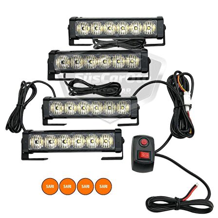 Profesyonel 6 Led Panjur İçi Tavan Tepe Çakar Lamba 4 lü Turuncu Ayaklı 12/24 Volt Off Road Ambulans İtfaiye Kurtarıcı Motosiklet Çakar Lamba İkaz Lambası Metal 9 Modlu Uyarı Işığı