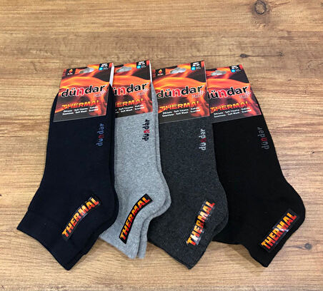 4 Lü Dündar Erkek Termal Havlu Kışlık Dikişsiz Patik Çorap 40 - 44 No