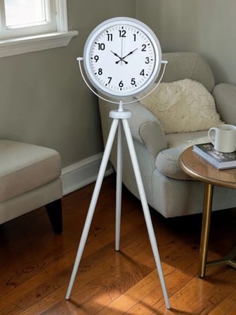 Soft White Dekoratif Tripod Ayaklı Saat iegxx