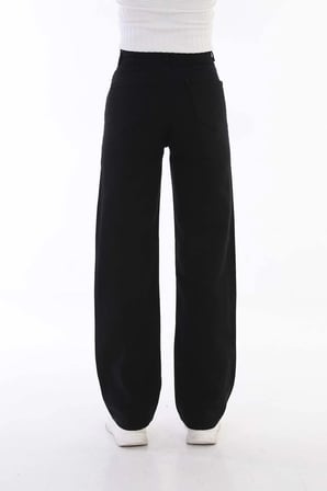 Kadın Siyah Yüksek Bel Geniş Paça Bol,salaş Palazzo Jeans (1 Beden Büyük Alınız)