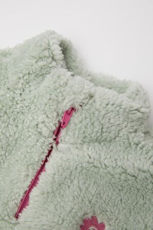DeFacto Kız Bebek Dik Yaka Fermuarlı Welsoft Pelüş Sweatshirt D4993A524WNGN1123