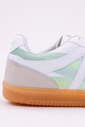 Dijital Baskı Kadın Beyaz-Yeşil Sneaker Ayakkabı