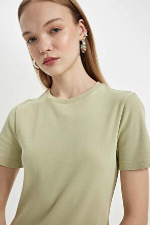 DeFacto Bodycon Bisiklet Yaka Fitilli Kaşkorse Kısa Kollu Mini Elbise C1503AX24SPKH439