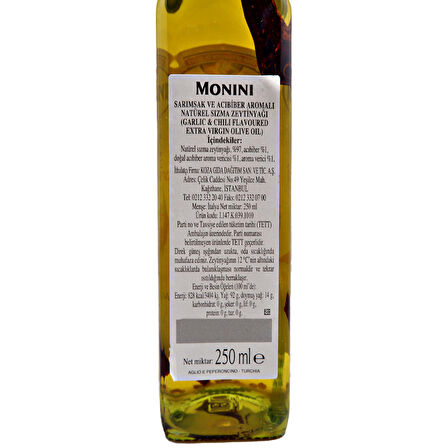 Monini Sarımsak ve Acıbiber Aromalı Sızma Zeytinyağı 250 ml